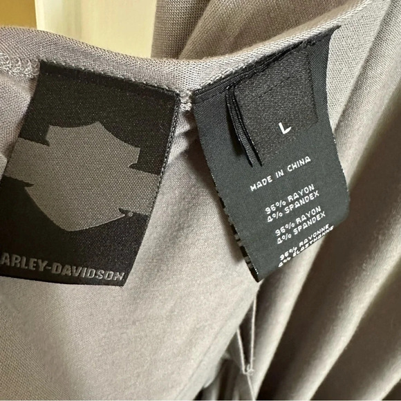 Harley Davidson Womens Large Gray Rogue Spirit Open Back Tank Top Tunic Stretchy - Picture 5 of 5